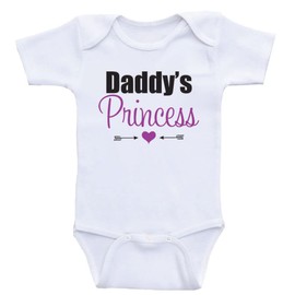 Heart Co Designs Daddy's Princess - Baby Girl Clothes OnePiece Bodysuits (18mo-Short Sleeve, Purple Text)