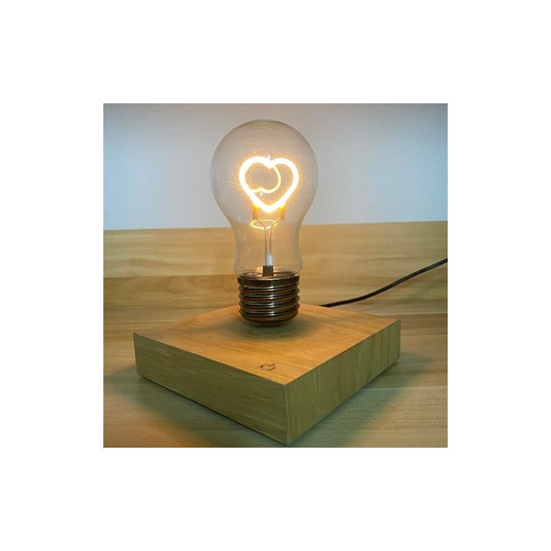 LUNARLIGHT Floating Bulb Lamp Levitating Heart Shaped Light Bulb (Square)