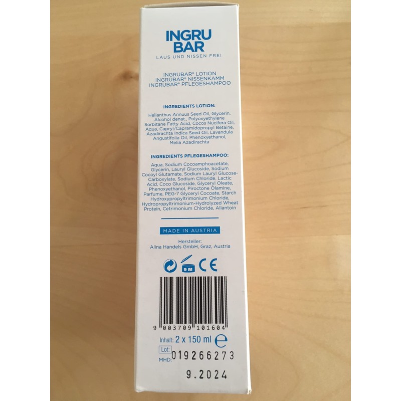 Ingru Bar Lice and Nisse Free 150 Lotion and Shampoo