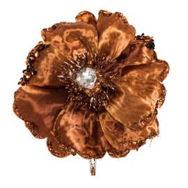 Vickerman 5" Artificial Copper Polyester Wild Poppy Head with Sequin, Glitter and Clip, Pack of 3