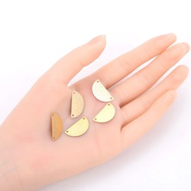 Adabele - 20 piezas de latón cepillado crudo de 21 mm, semicírculo, conector de enlace de 2 agujeros, componentes geométricos, sin chapado/recubierto para fabricación de joyas, manualidades CF-A9