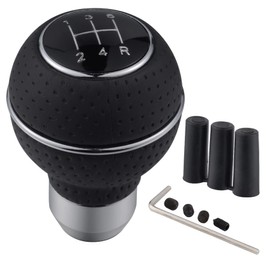 Padaodao 5 Speed Gear Knob Leather Lever Stick Shifter Head Shift Grip Handle for Most Manual Transmission SUV Trucks Cars, Silver