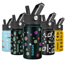 BJPKPK Water Bottle with Straw Lid, 15 oz Insulated Water Bottle, Stainless Steel Metal Water Bottles, Reusable Leak Proof BPA Free Thermo, Flask, Cups, Planets