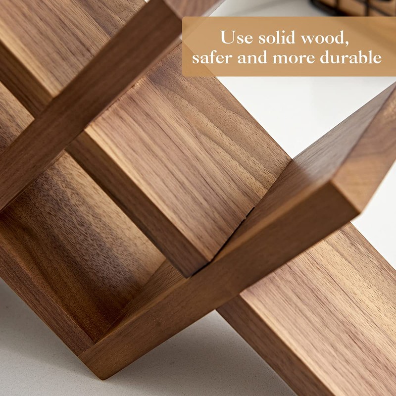 OAKERLAND Walnut Wood Wine Storage Rack Countertop, 4 Bottle Wine