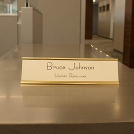 8" x 2" Desktop Nameplate Holder with Custom Insert (Gold-Almond-Black)