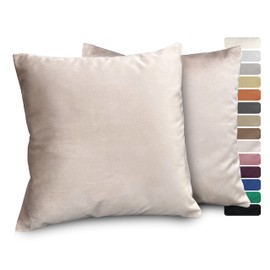 BEAUTEX Lea Velvet Cushion Covers, Set of 2, Premium Cushion Covers, Sofa and Decorative Cushions, Choice of Sizes and Colours (Taupe 45 x 45 cm)