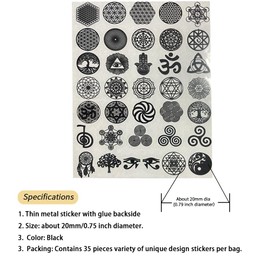 METAL ARTEM 35 pcs/lot Flower of Life Metal Sticker Geometry Orgone Pyramid Sticker Self Adhesive Decals (Black)