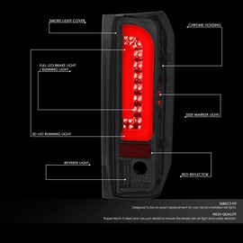 Auto Dynasty Pair Smoked 3D LED Bar Tail Brake Light Lamps Compatible with Ford F150/F250/F350/Bronco/F Super Duty Styleside 90-97