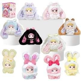 Baby Sweetheart Bunny Series Plush Blind Box - 3 Expressions Hangable Mystery Plush Toys for Collectors - 3.74IN Random Surprise Doll with Unique Designs, 8PCS (No Repeat Doll)