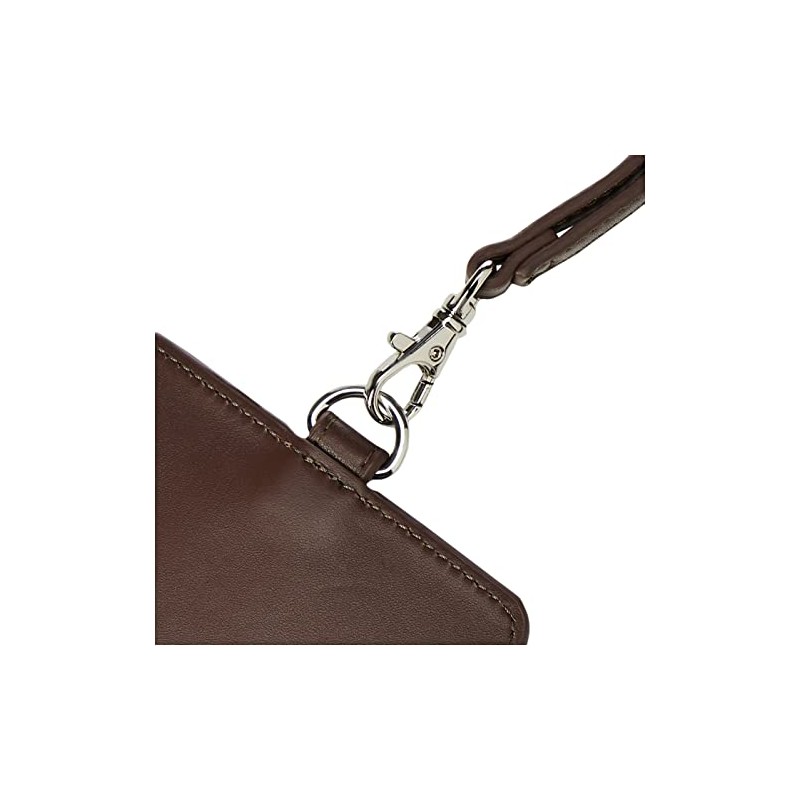 BEAMSLITS ID Card Case, Leather Color Stitching ID Case, Braun