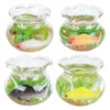 4pcs 1:12 Scale Miniature Glass Goldfish Bowl DIY Fish Bowl