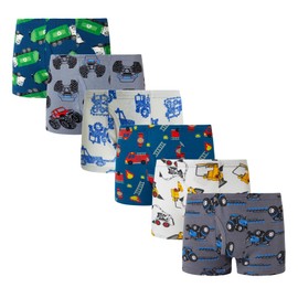 Winging Day Boys' Cotton 6-Pack Fire Trucks Boxer Brief Underwear Size 4T