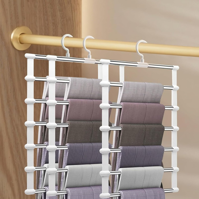 DSXVJHD 3 Pack Trouser Hangers Space Saving, Multi-Layer Scarf Clothes