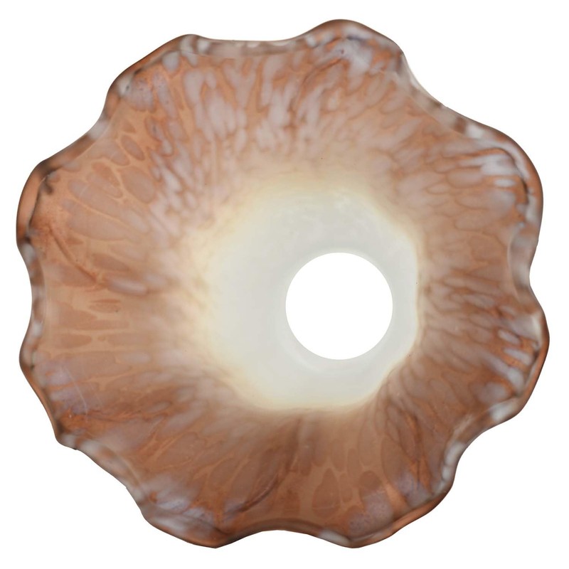 Bieye LS09S Lily Flower Blown Glass Lampshade (White Brown, Opening