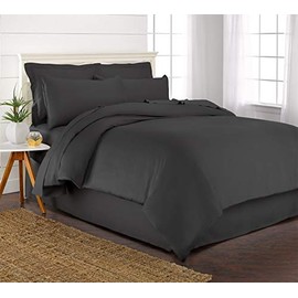 Queen Duvet Cover by Pure Bamboo, 3 Piece Set, Genuine 100% Organic Viscose Derived from Bamboo, Luxuriously Soft and Cooling, 2 Pillowcases (Queen, Charcoal)