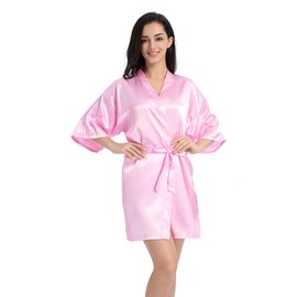 EKVHDO Womens Birthday Queen Squad Robe Spa Robes Party Supplies for Women Silk Kimono Robe with Gold Glitter