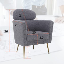 ALPHA HOME Living Room Chair Cashmere Lounge Chair Lazy Couch Simple Modern Leisure Chair Backrest Removable Living Room, Balcony, Bedroom Single Chair,Grey.