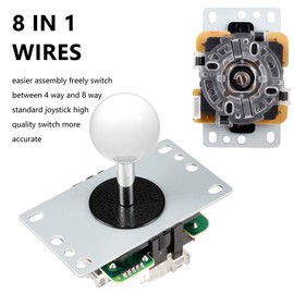 EG STARTS Classic Arcade Games Cabinet Kit USB Encoder to PC Joystick handle + 5V Led Lights Push Buttons Compatible Arcade PC Game DIY Project & Mame & Raspberry Pi DIY Parts White