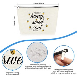 Christian Gifts Bee Themed Makeup Bag Inspiration Scripture Gifts for Mom Best Friends Sister Teacher Wife Birthday Christmas Graduation Present Bee Lover Gifts Cosmetic Bag Travel Pouch