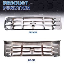 PIT66 Front Bumper Grille Grill, Compatible with 1992-1996 Ford F150/1992-1997 F250 Silver F4TZ8200A, FO1200173, F2TZ13064D, FO2512130, F2TZ13064C, FO2513131