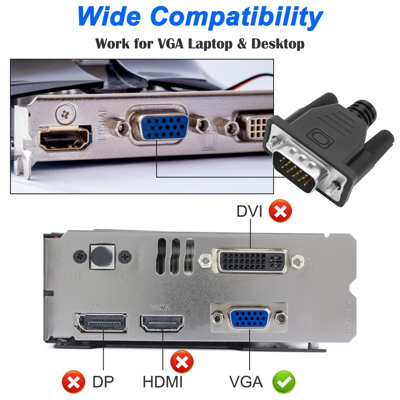 MEIRIYFA VGA Dummy Plug Headless Ghost Display Emulator, VGA Virtual