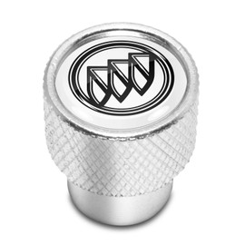 iPick Image for Buick Logo in White on Shining Silver Aluminum Tire Valve Stem Caps