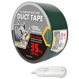 GRAY RHINO Duct Tape Heavy Duty Waterproof 1.88in 105ft/35yd Tearable with No Residue Strong Adhesive Duct Tape for Packaging Tape Indoor&Outdoor Repair Blackout Tape (1, Green)