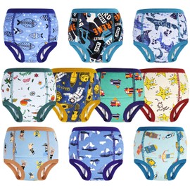 MOEMOE BABY Training Underwear 10 Packs Absorbent Potty Training Pants 100% Cotton Pee Pants for Boys and Girls 3 Years Green