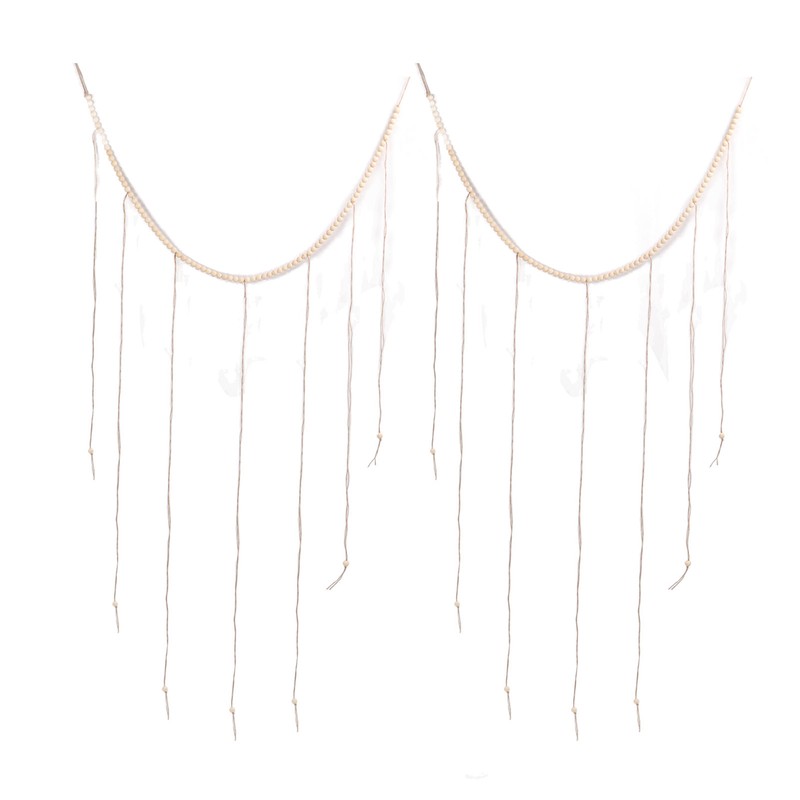2pcs Hanging Photo Display Wall Decor with Wooden Beads Tassels