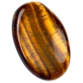 BOMBAY CRYSTALS EXPORT Tiger Eye Thumb Piece C Natural Polished Gem with Thumb Indent for Grounding, Confidence & Calm Focus | Pocket-Sized Crystal for Daily Reflection, Meditation & Mindful Practice