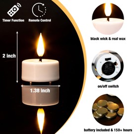Eywamage White Flameless Wax Tealights with Remote Batteries, Flickering LED Tea Votive Candles Set of 10