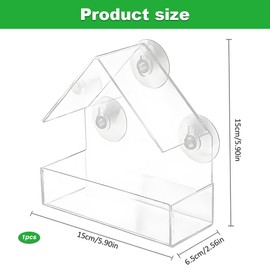Window Bird Feeder with 3 Strong Suction Cups, Acrylic Bird Feeders Clear Bird Feeder Birds House for Outdoor, Outdoor Bird for Wild Garden Decor