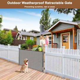 Weatherproof Outdoor Retractable Dog Gate 55" Wide Retractable Baby Gate Waterproof Retractable Outdoor Gate for Dogs Retractable Child Gate For Doorway Retractable Pet Gates For Dogs Outdoor Dog Gate