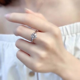 SKAIJEWEL Diamond Rings Adjustable 1 Carat Crystal Princess Cut Cubic Zirconia CZ Stone Women's White Gold Engagement Silver 925 Rings Open Ring for Women Fashion Jewellery, Sterling Silver, 0