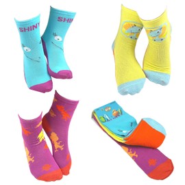 Dinosaur Train Girls Fun Shiny Silly Crazy Dinosaur Kids' Socks - 3 Pair (6-8 Years, Crew_Dinosaur Train_2059)