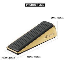 Techoln Door Stoppers for Bottom of Door, Metal and Rubber Door Stop, Doorstops for Inside Door, Door Wedge Holder Blocker for All Floor Surfaces, Easy Storage Wall Security (2, Black Gold)