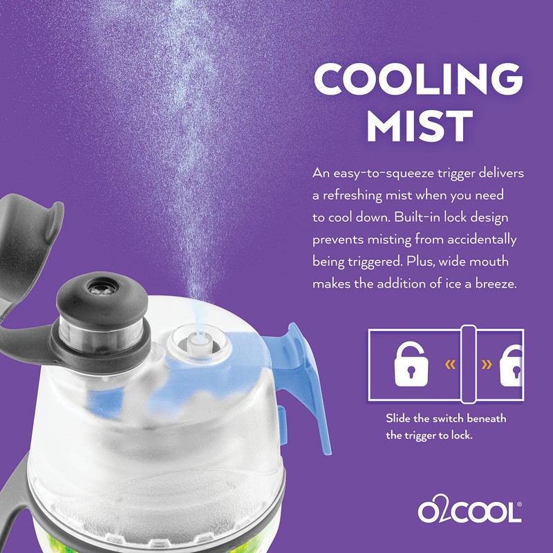 O2COOL Mist 'N Sip Misting Water Bottle 2-in-1 Mist And