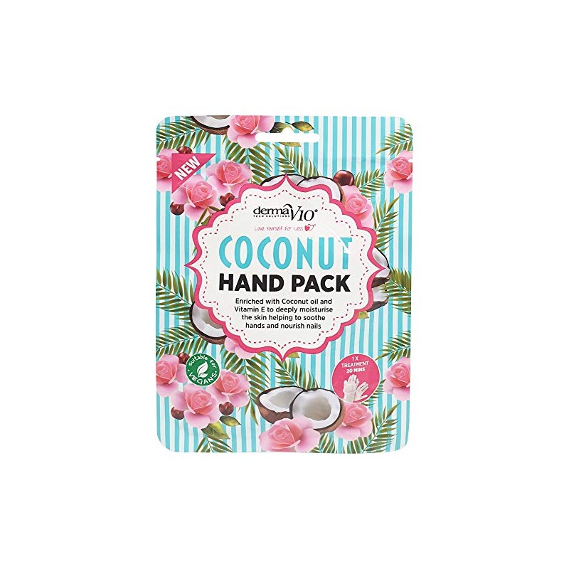Derma V10 Deeply Moisturising Coconut Hand Pack, Enriched with Coconut