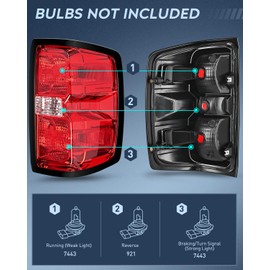Nilight Taillight Assembly Compatible with 2014 2015 2016 2017 2018 2019 Chevy Silverado 1500 2500HD 3500HD 2015-2019 GMC Sierra 3500HD 2019 Silverado 1500LD OE Style Rear Lamp Passenger Side