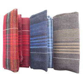 Mens 3-Pack Handkerchiefs 100% Cotton Classic Hankies Hankerchief White (Multicolor Stripes)