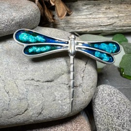 Unbranded NEW PEWTER Blue Enamel Dragonfly Brooch Ladies Insect Pin Easter Gift