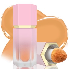 BEFIVECOK Liquid Blush for Cheeks, Soft Cream Blush with Cushion Applicator, Dewy Finish Matte Velvet Texture, High-Pigmented Blendable, Long-Wearing Blush Makeup | #02 PEACE-Natural Orange