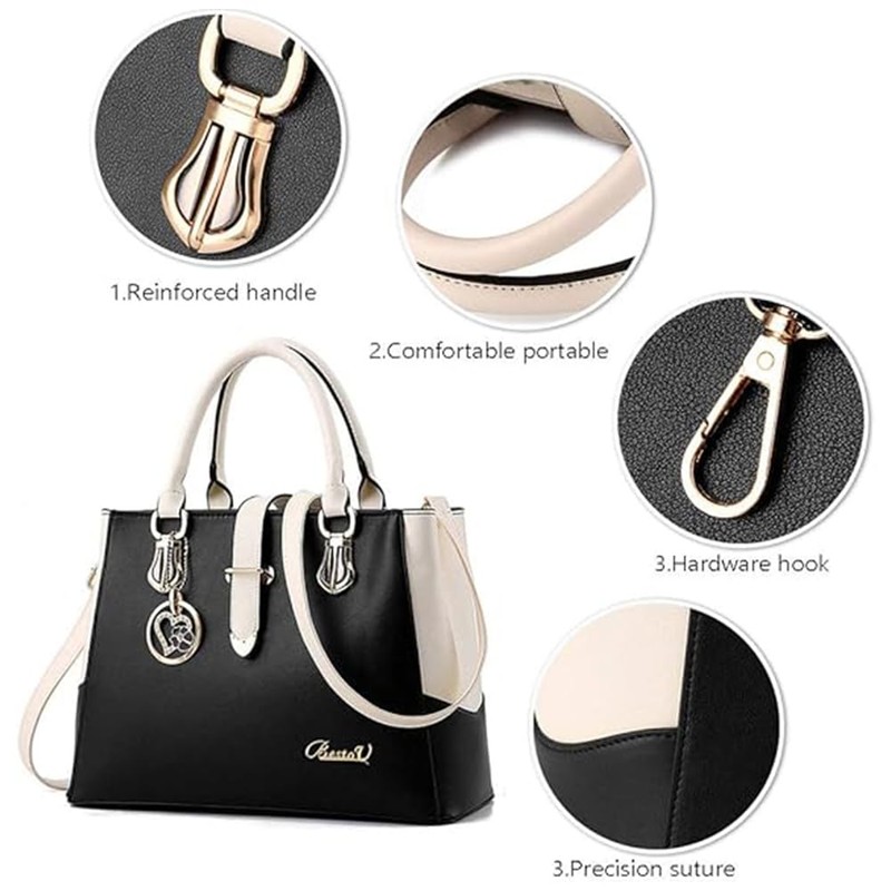 BestoU Women's Large Black Handbag, Modern Women's Handbag Large Shoulder