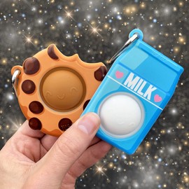 TOP TRENZ OMG Mega Pop Fidgety BFF Keychains Milk and Cookie - Cute for Kids. Toys Boys Girls. Keychain Popping Kids' Party Supplies Favors Kids Goodie Bags