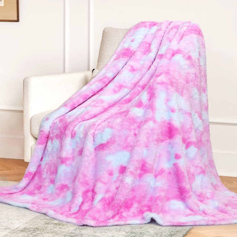 MUGD Soft Blankets Fleece Soft Fuzzy Throw Blanket Pink Warm
