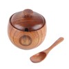 1Pc Solid Wood Spice Jar Seasoning Pot Sugar Bowl with