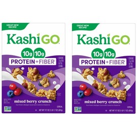 Generic Kashi Go.Cold Breakfast Cereal - Vegan Protein - Fiber Cereal - Mixed Berry Crunch - 17.7 Oz Box - Pack of 2