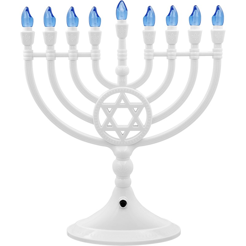 The Dreidel Company Traditional LED Electric White Hanukkah Menorah -