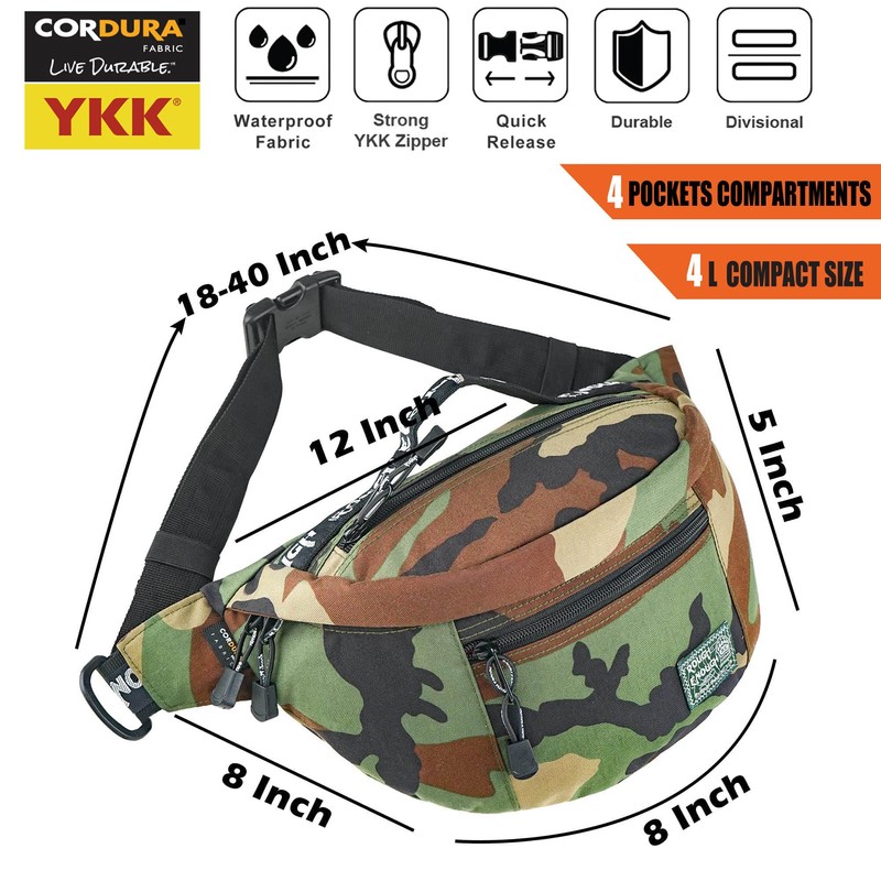 Rough Enough - Riñonera cruzada para hombre con cintura para