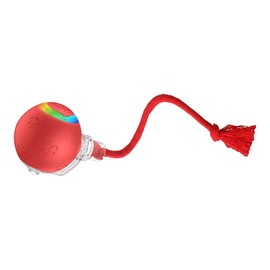 Quibron Interactive Cat Ball Toy with Flashing Lights & Bird Sounds - Multi-Surface Adaptive Roller, USB Rechargeable Motion-Activated Cat Teaser for Indoor Cats, Smart Enrichment Gift (Red)